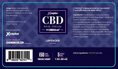 Xceptor_CBD Pain Cream_Lavender_LBL - Xceptor CBD Pain Cream Lavender LBL